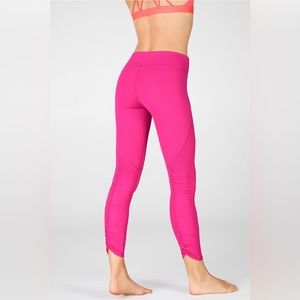 Fabletics PureLuxe Mid-Rise Ruched 7/8 Legging in Color: Dark Pink (Size S)